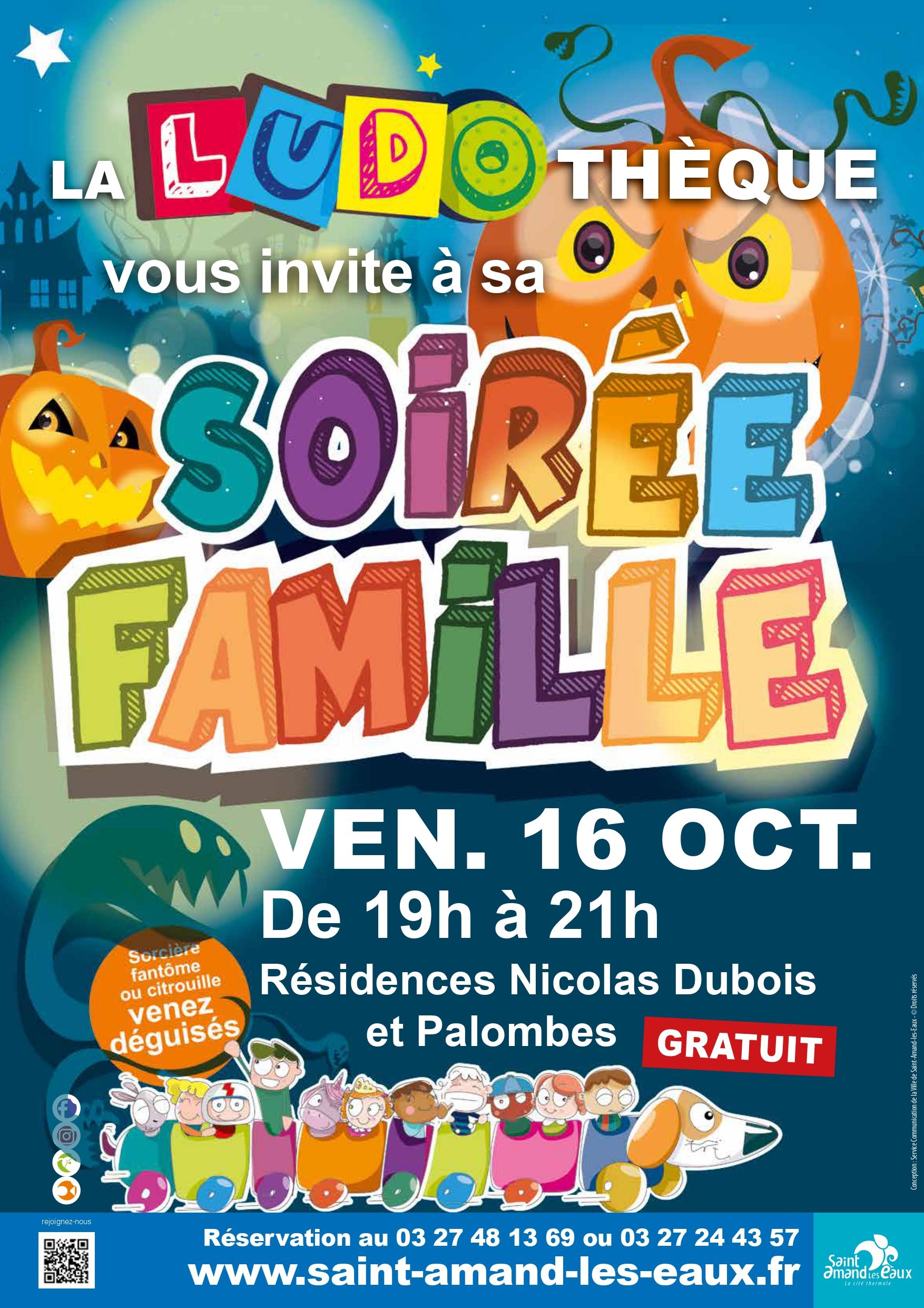 Affiche de la soirée famille de la ludothèque